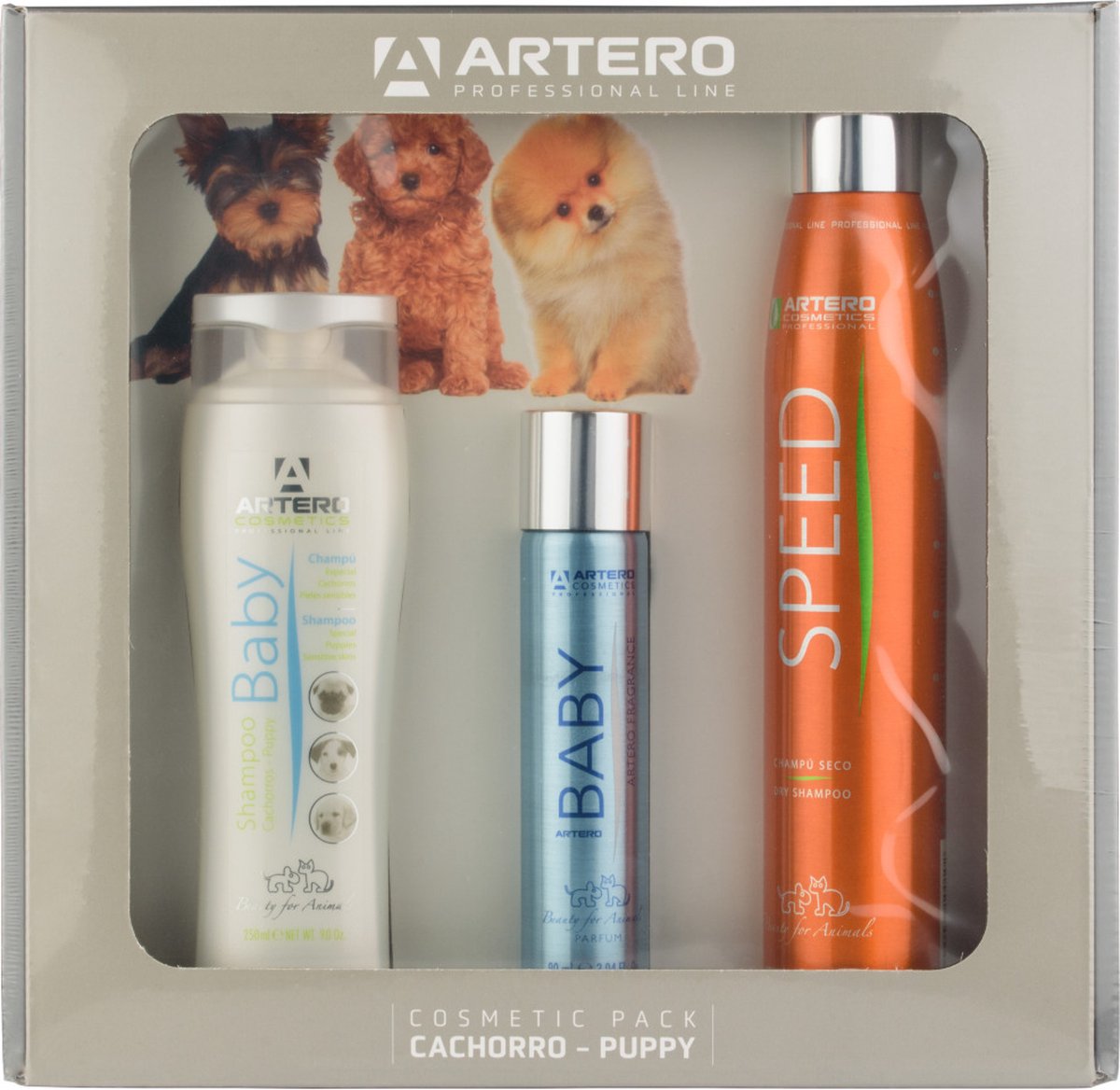 Artero - pacchetto completo per la cura del cane - cuccioli - 3 pezzi