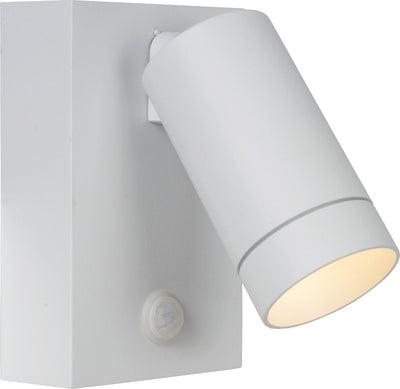 Lucide taylor - aplique de pared para interiores y exteriores - 1xgu10 - ip54 - sensor de movimiento - blanco
