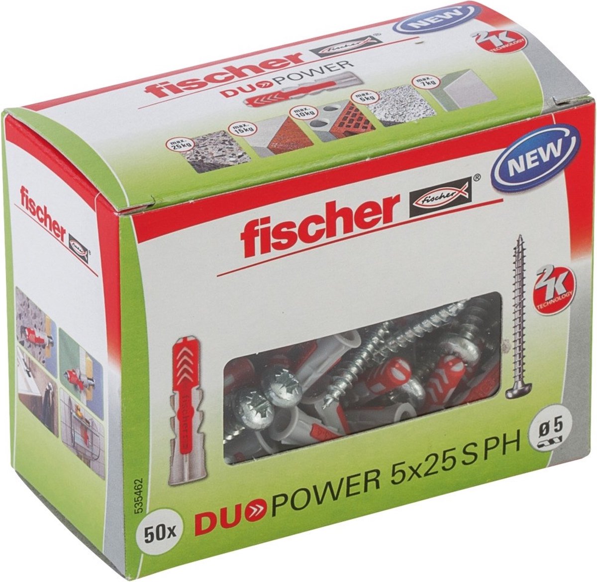 Fischer duopower 5x25 con tornillo de cabeza alomada