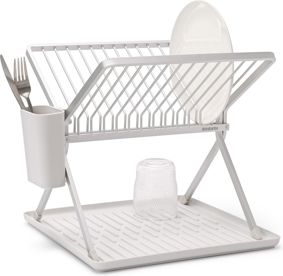 Brabantia scolapiatti da sottolavabo - pieghevole - con portaposate - compatto - grigio chiaro