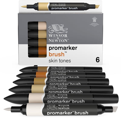 Winsor Newton 0290127 Pro Marker Brush 6 Skin Tones Set | professional alcohol markers layout markers