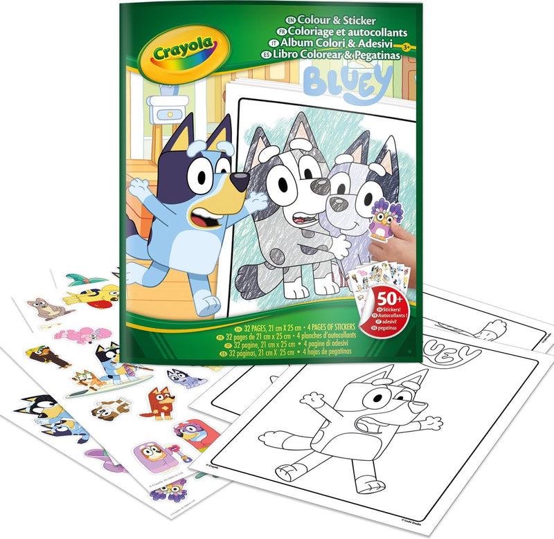 Crayola - libro da colorare - libro da colorare blu con adesivi - 32 pagine e 4 fogli di adesivi