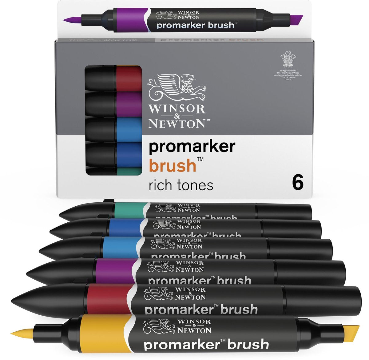 Winsor newton 0290126 promarker brush 6 rich tones set | professionele alcoholmarkers layoutmarkers