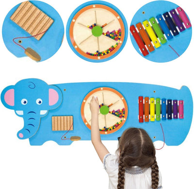 Tavola attività in legno Viga con elefante, dimensioni 91x32x4,6 cm, 1 pezzo