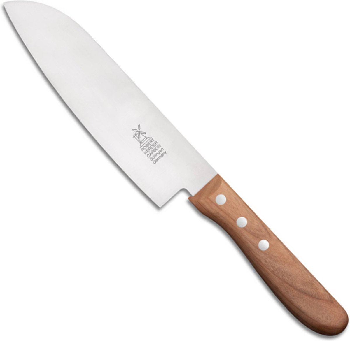 Cuchillo de chef Robert Shepherd Santoku - acero al carbono - hoja 16,5 cm - mango de madera de cerezo