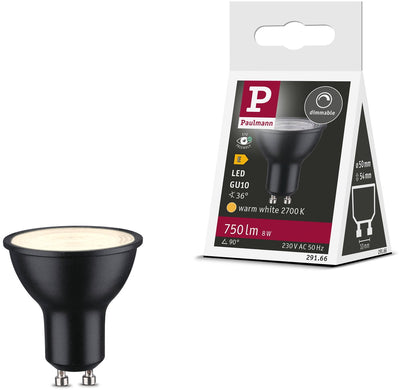 Spot LED standard Paulmann gu10 - 230v - dimmerabile - 750 lm - 8w - 2700k bianco caldo - nero opaco