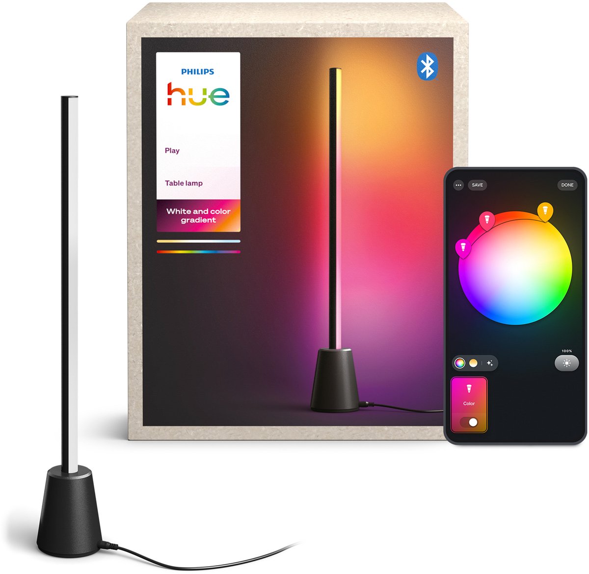 Philips hue play led tafellamp - entertainment - aanpasbaar wit en gekleurd licht - 60 cm - slimme verlichting