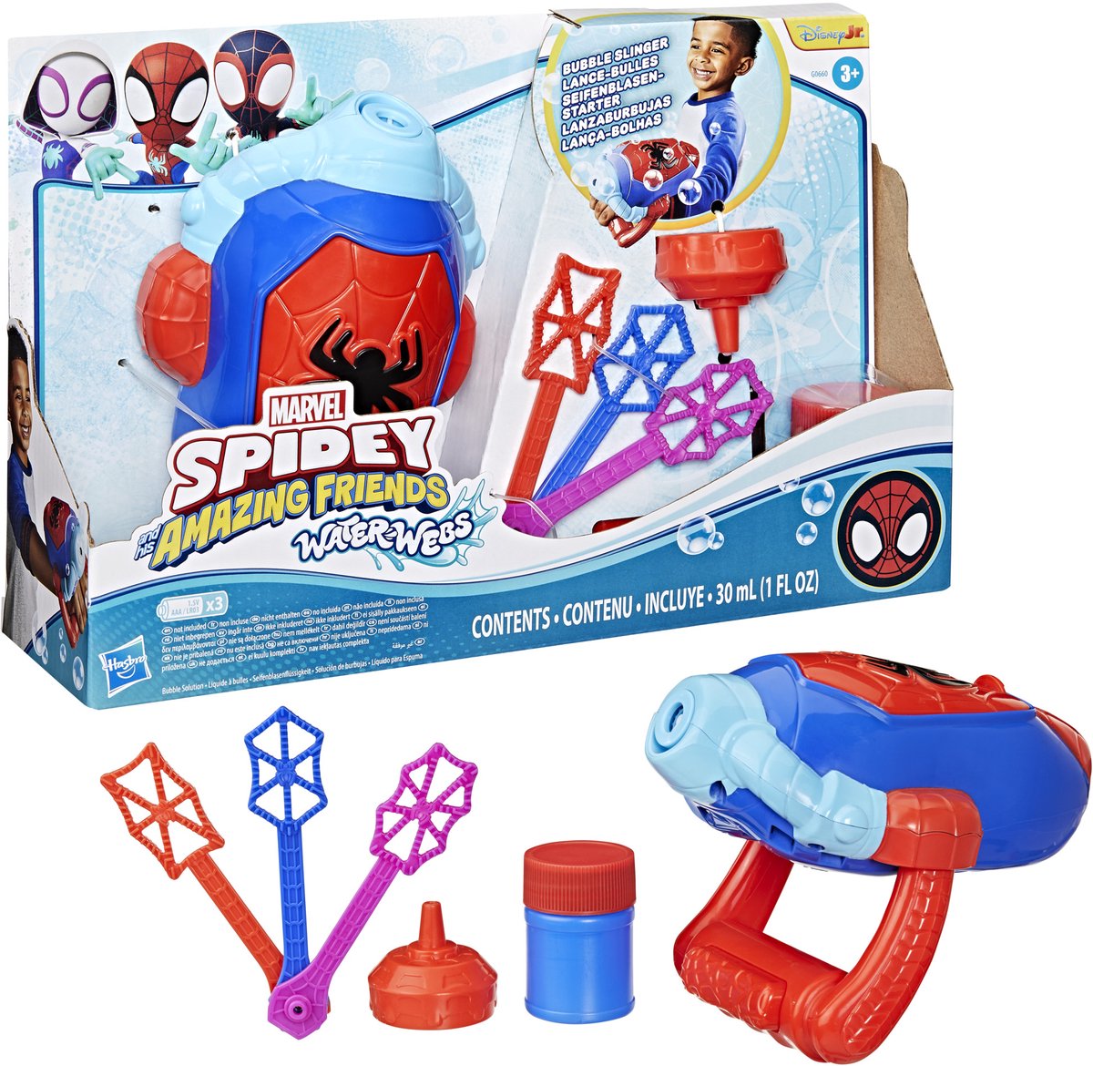 Spidey and his amazing friends spidey water-webs bellenblaasmachine - met bellenblaas