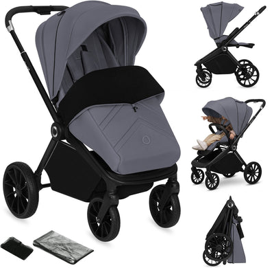 Lionelo mika plus kinderwagen - all-terrain wielen - lichtgewicht - verstelbare zitting - xxl kap met upf 50+ - compact opvouwbaar - inclusief accessoires