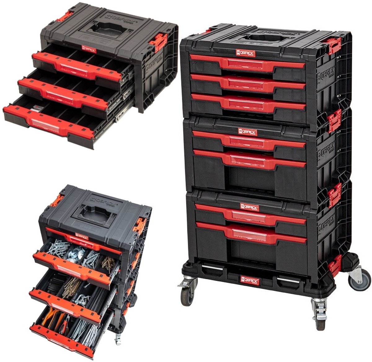 Patrol qbrick system pro - gereedschapskoffer set - mobiel - 7 laden - modulair