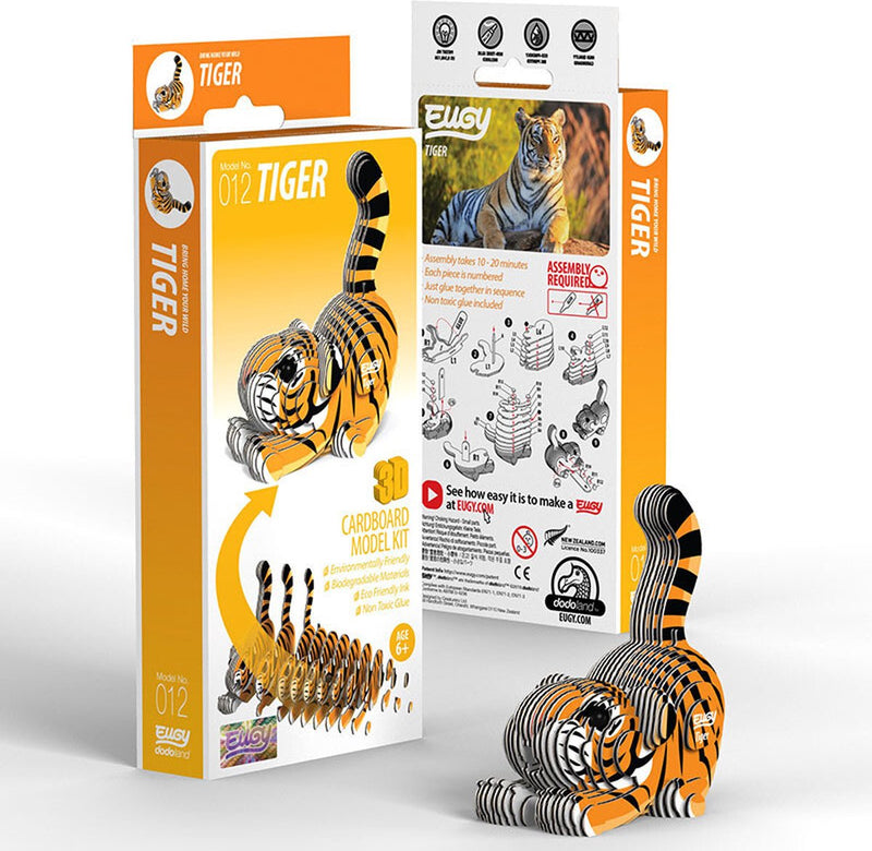 Puzzle 3d Eugy - tigre - animali selvatici - sostenibile - collezionali tutti - 6 anni