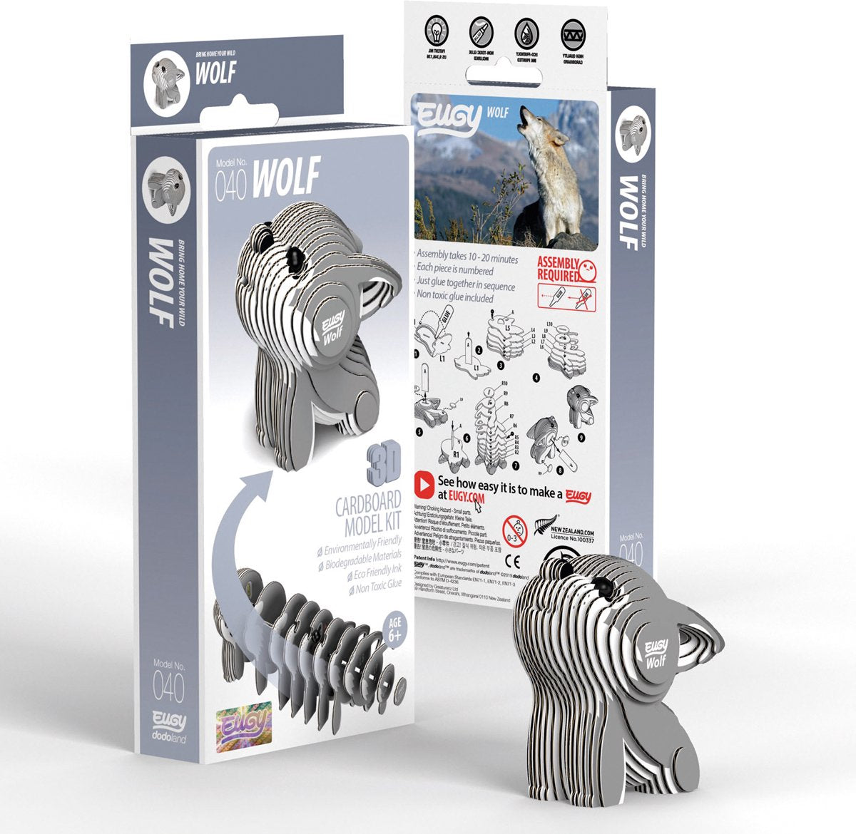 Eugy 3d puzzel - wolf - wilde dieren - duurzaam - verzamel ze allemaal - 6 jaar