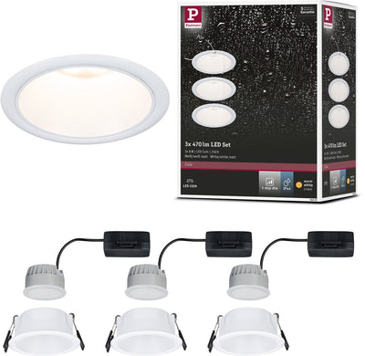 Paulmann LED incasso 3-step-dim cole coin set da 3 ip44 rotondo 88 mm coin 3x6w 3x470lm 230v dimmerabile 2700k bianco