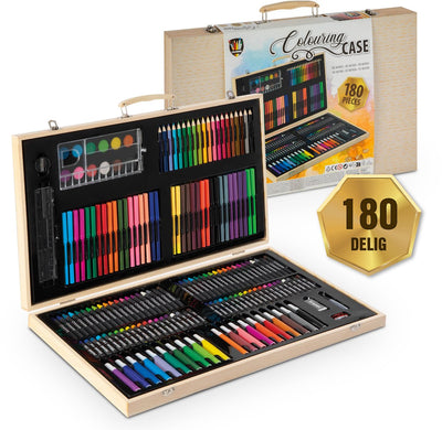 Scatola da disegno Grafix per bambini 180 pezzi - custodia da colorare - disegno a colori - adatta a bambini e adulti - inclusi pennarelli, pastelli, vernice e altro