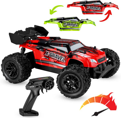 Overmax x-gravel rc auto – 1:16 terenauto 20 km u – achterwielaandrijving, vering, 2 accu’s tot 30 min speeltijd, 2 carrosserieën – offroad racewagen voor kinderen volwassenen – bestuurbare auto
