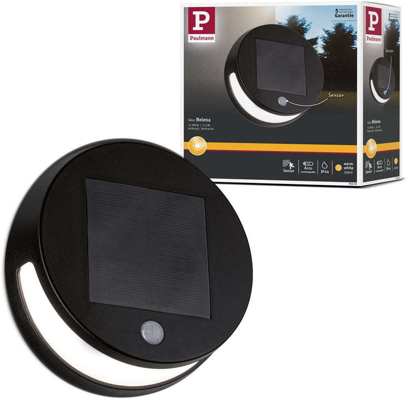 Paulmann aplique solar LED para exterior helena detector de movimiento ip44 3000k 56lm antracita