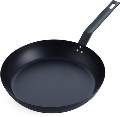 Padella per barbecue in acciaio massiccio Bk 30 cm - lamiera d'acciaio - acciaio al carbonio - manico in ghisa - adatta al forno fino a 230°c - barbecue - lavaggio a mano - set barbecue
