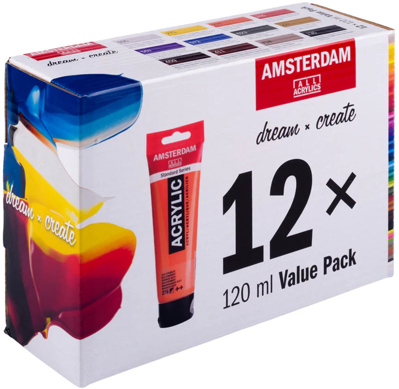 Royal taals royal-talens amsterdam - set de pinturas acrílicas - 12 colores - 120 ml