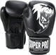 Super pro combat gear warrior lederen (kick)bokshandschoenen zwart wit 8oz