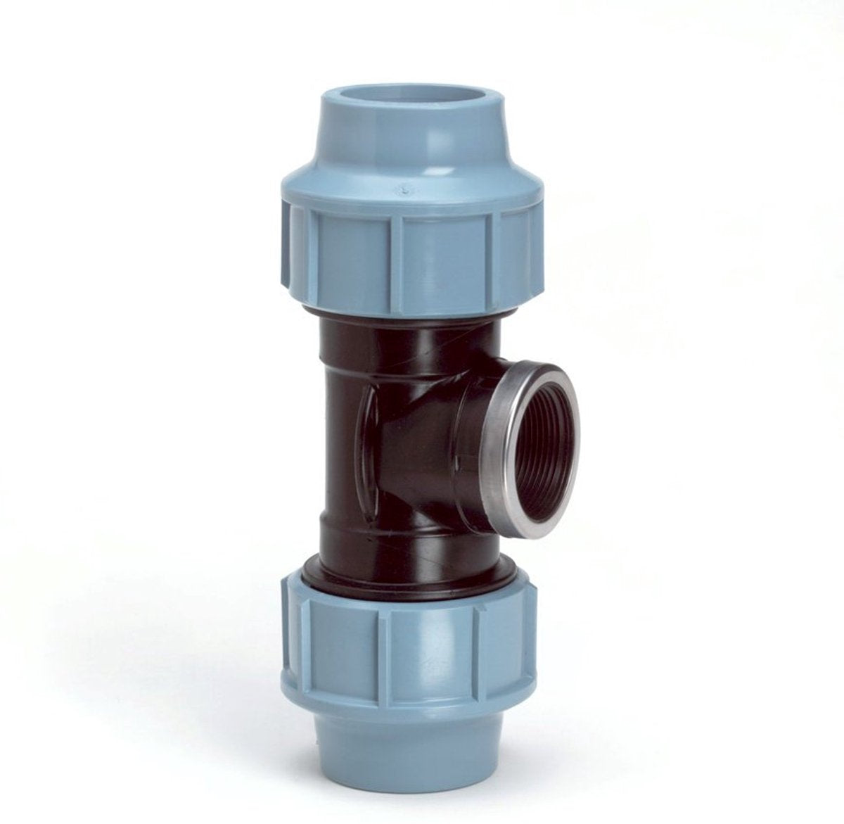 Unidelta rosca tyleen T 90° 63 mm x 2 x 63 mm 2x abrazadera x rosca interna kiwa (16 bar)