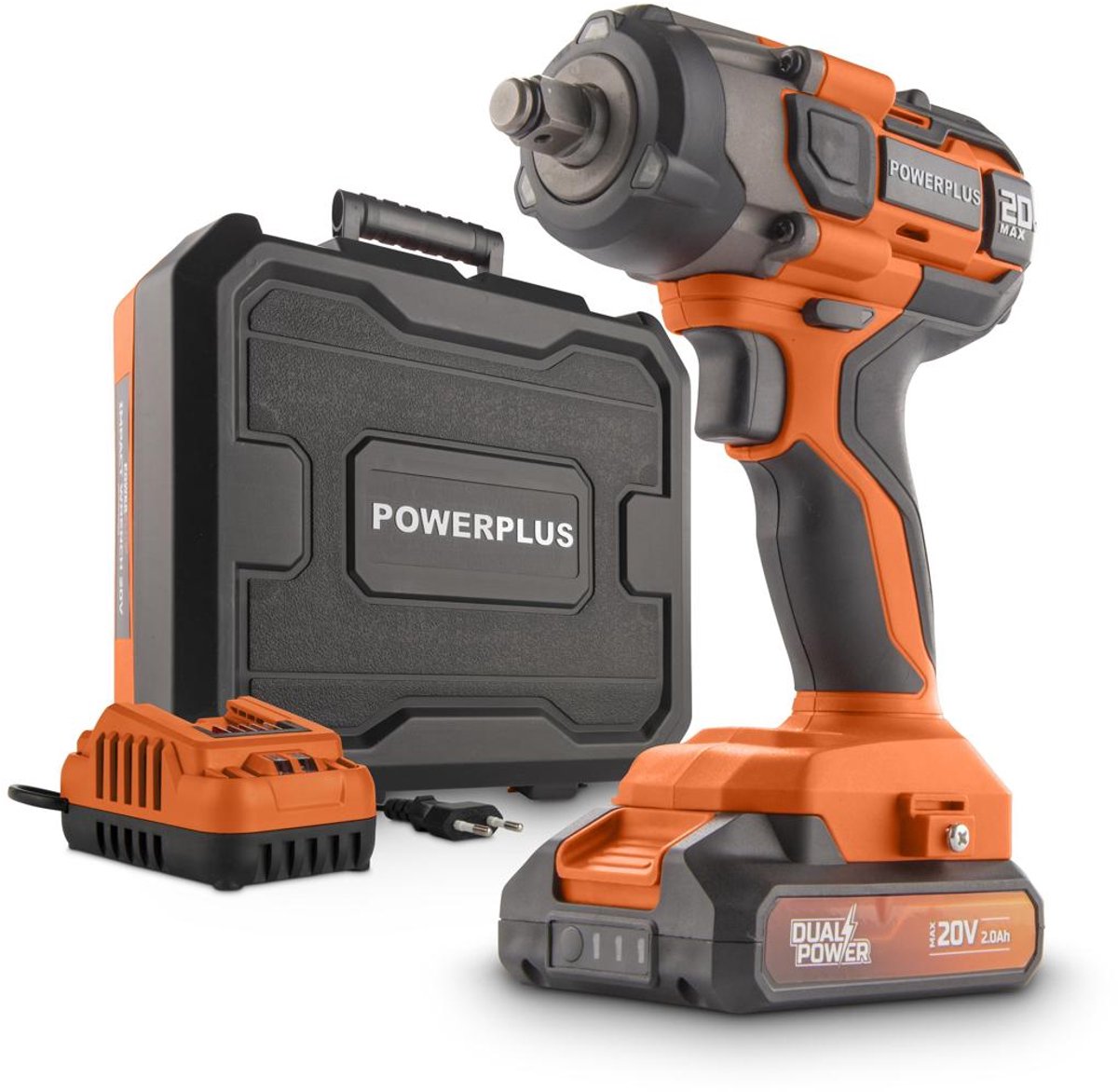 Llave de impacto a batería powerplus dual power powdp20161 - 1 2 llave de impacto inalámbrica 20 v, 4350 rpm y 220 nm, incl. batería y cargador