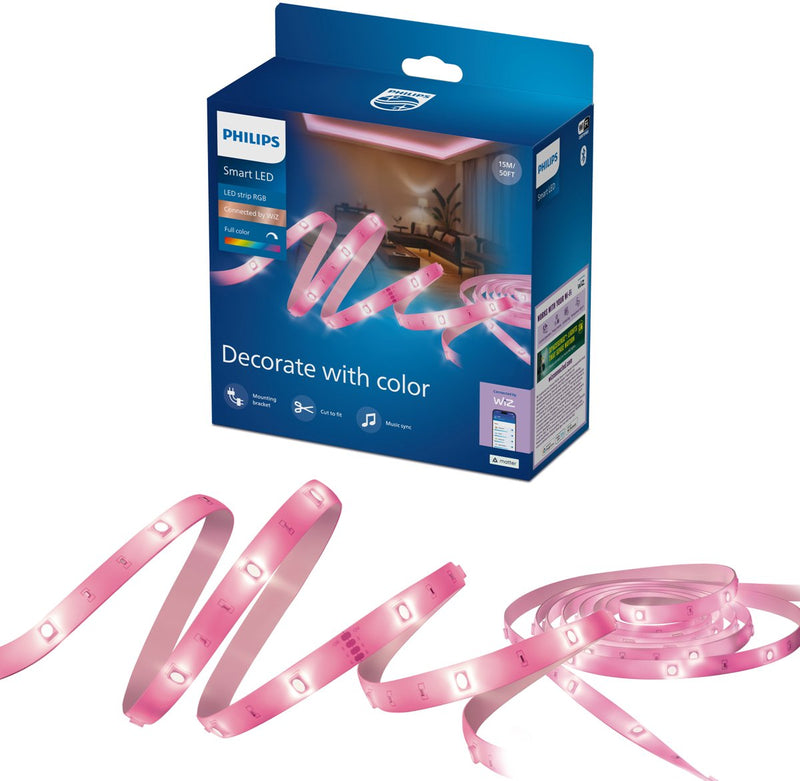 Philips lighting philips smart lighting - striscia LED - lunghezza: 15m - RGB - luce bianca colorata e regolabile - sincronizzazione musicale - funziona con l'app Wiz - WiFi