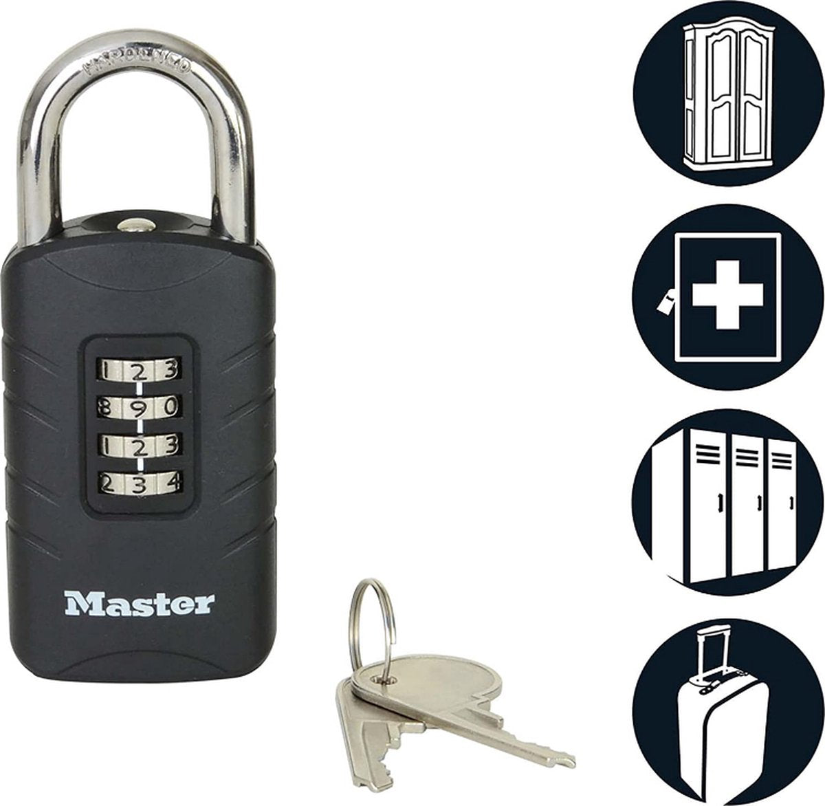 Lucchetto Masterlock e lucchetto a combinazione in 1 - lucchetto univoco con codice numerico e chiave - lucchetto a combinazione - lucchetto - master lock 656eurdblk