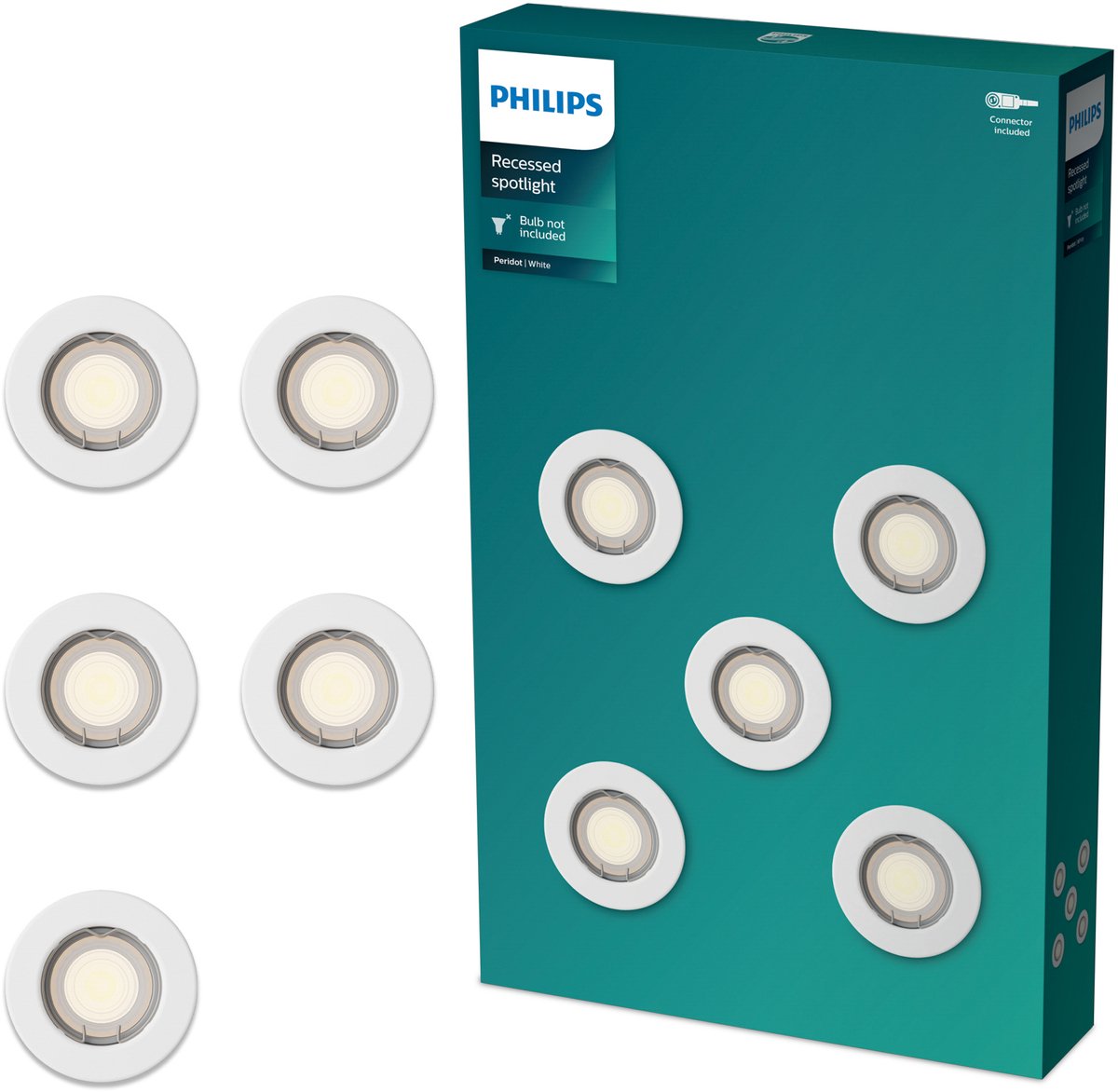 Philips led philips peridot inbouwspot - gu10 fitting - wit - rond - vaste kop - 5-pack