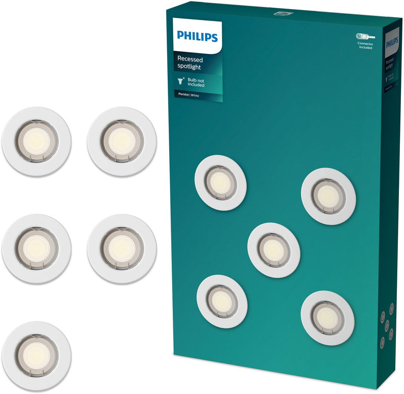 Faretto da incasso Philips LED Philips Peridot - attacco gu10 - bianco - rotondo - testa fissa - pacco da 5