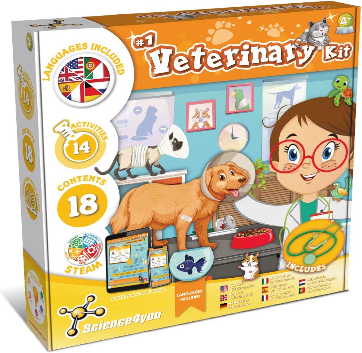 Science 4 you science4you veterinary kit – play set with jacket, stethoscope educational book – educational vet toy – age 4+