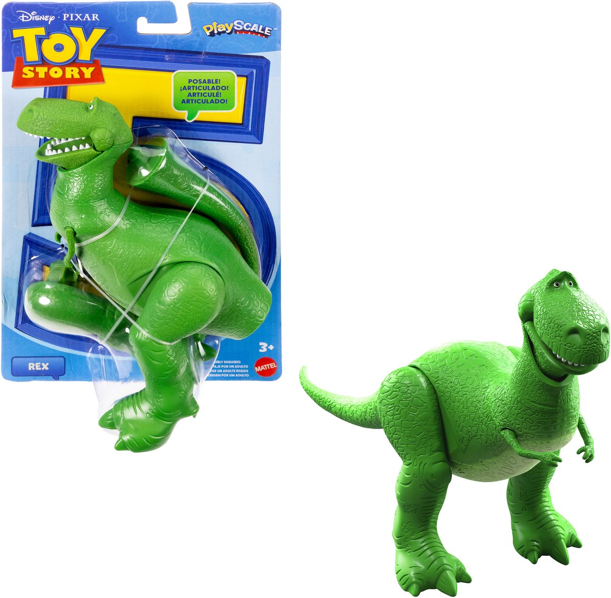 Action figure Mattel Disney e Pixar Toy Story Rex - 8 articolazioni mobili