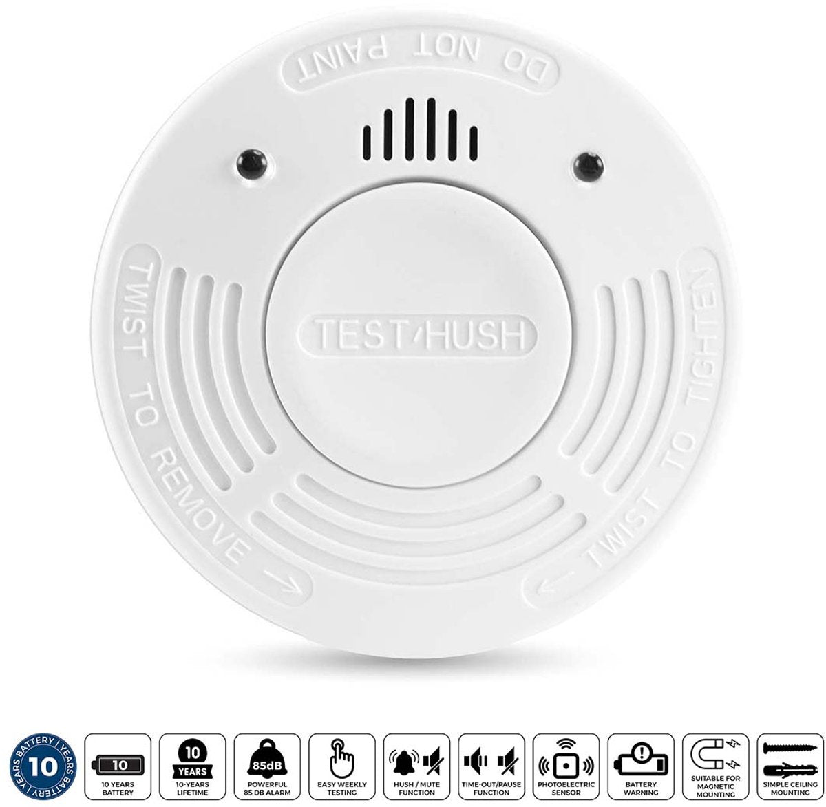 Detector de humo Alecto SD1010 - detector de incendios con batería para 10 años - cumple con las normas europeas - blanco