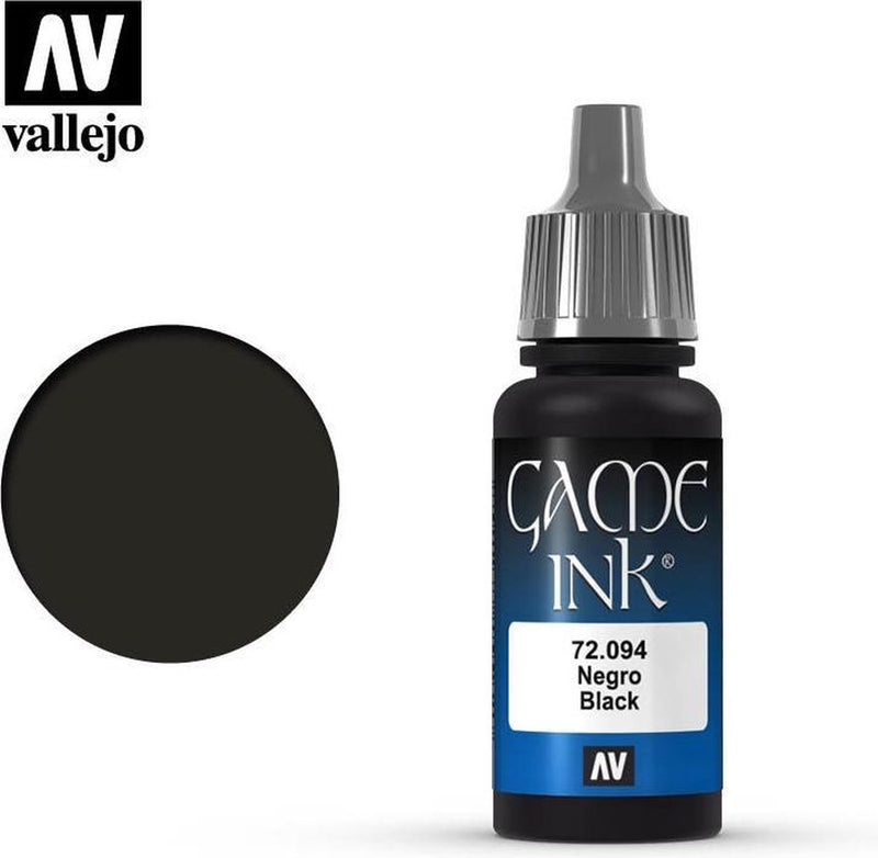 Vernice acrilica Vallejo hobby paint - 72094 colore di gioco - inchiostro nero - acrilico - bottiglia di vernice - 18 ml