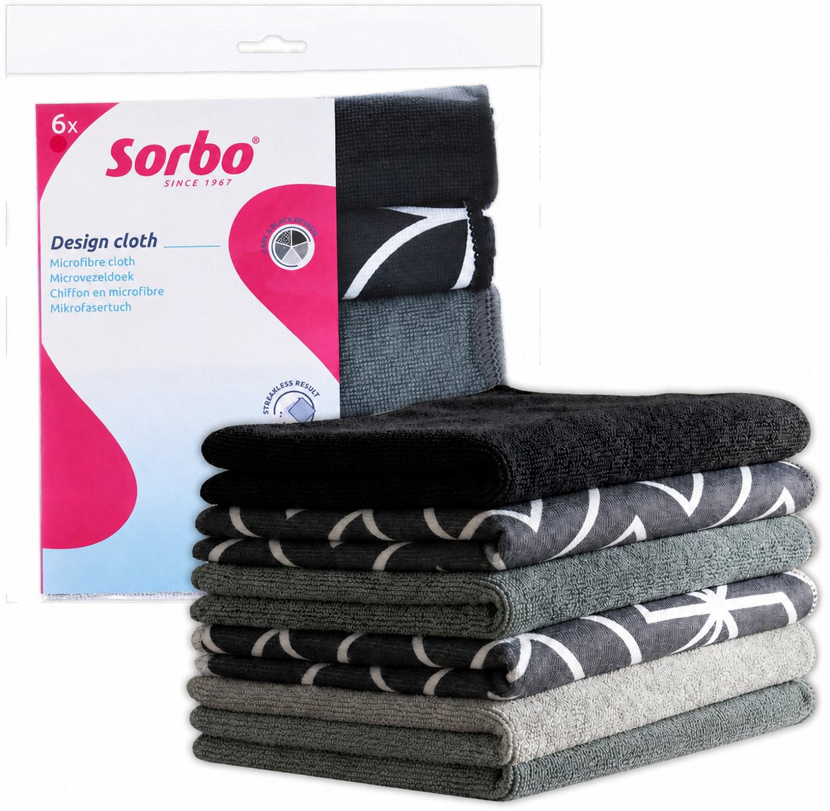 Sorbo grigio nero – panni in microfibra – 6 pezzi – senza aloni, senza grasso – uso asciutto e umido