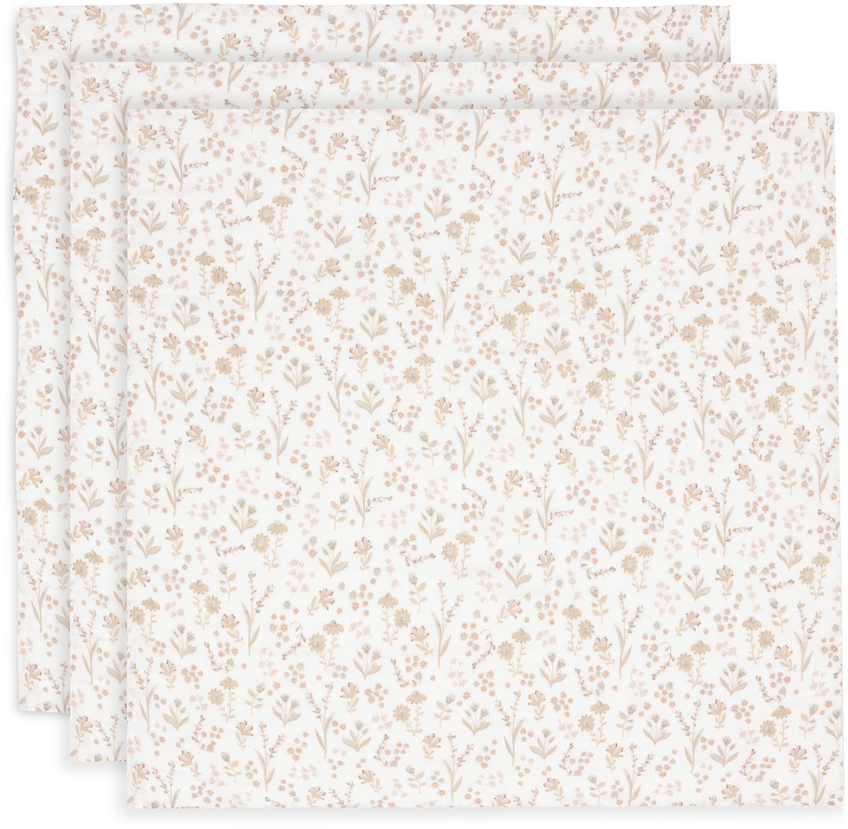 Jollein - muselina pequeña 70x70cm - manta envolvente - algodón suave - 3 piezas - florido