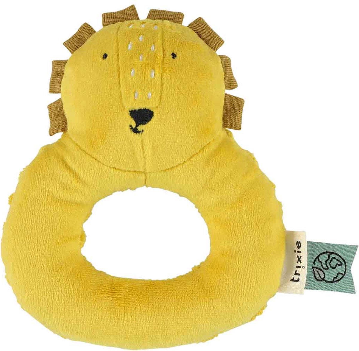 Sonajero trixie – sr. León – Peluche para bebé con sonido arrugado – Juguetes sensoriales – A partir de 3 meses