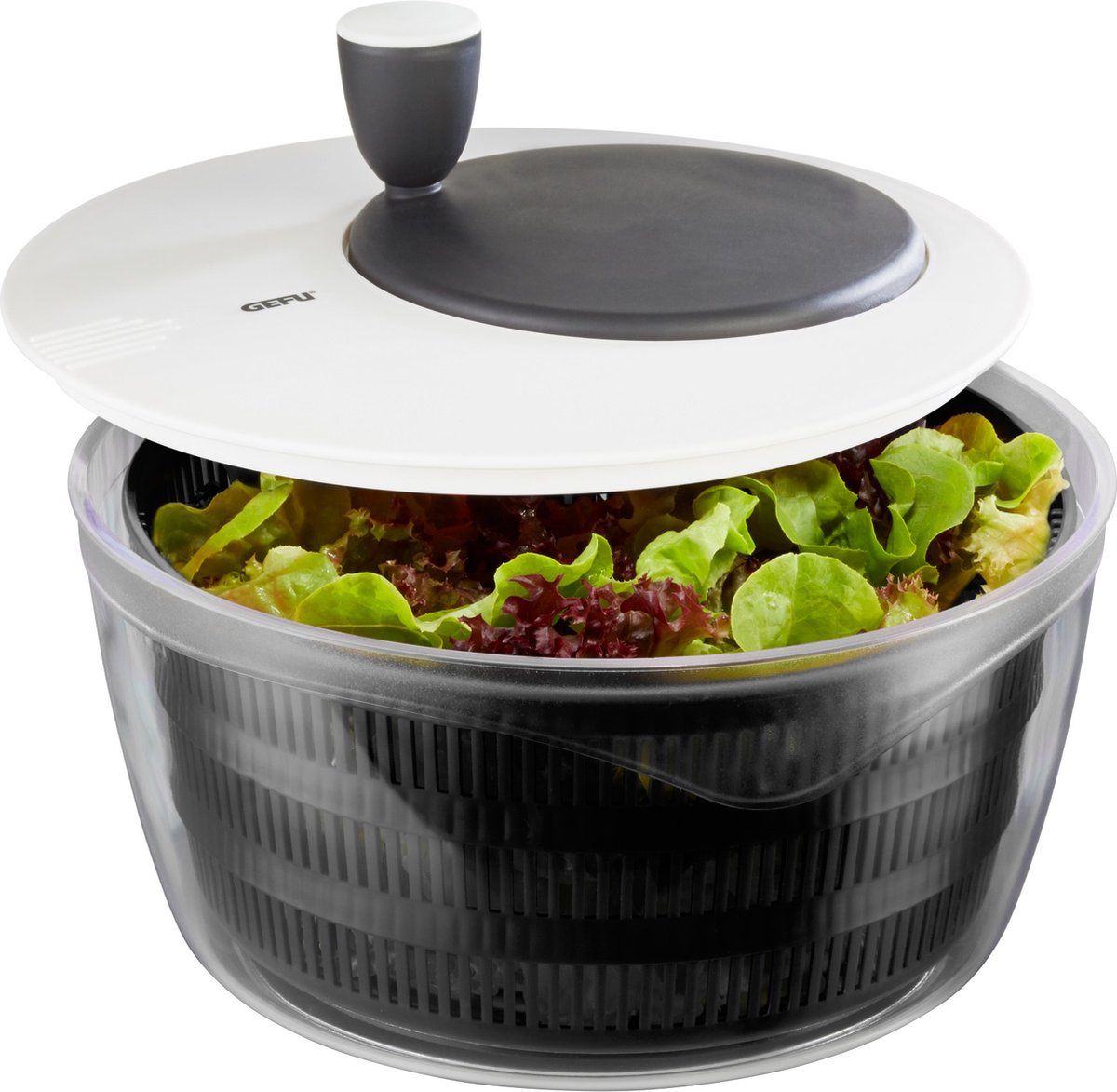 Escurridor de ensalada Gefu rotare - 4 litros - secador de ensalada manual - plástico - apto para lavavajillas