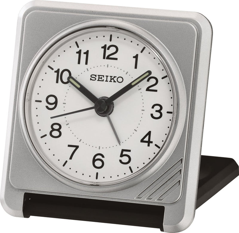 Seiko - reloj despertador de viaje plateado qht015s