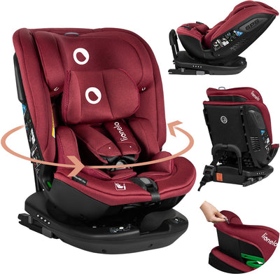 Seggiolino auto Lionelo Bastiaan RWF i-size 0-36 kg - isofix - girevole a 360° - i-size r129 - indietro avanti - protezioni laterali - poggiatesta tri-guard - dalla nascita a 12 anni