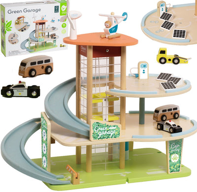 Garaje sostenible de madera clásica de madera con accesorios, 19dlg.
