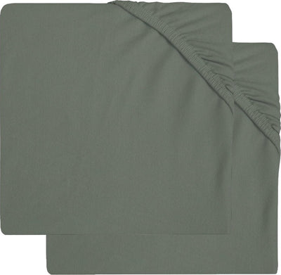Jollein - lenzuolo con angoli per neonato in jersey (verde cenere) - cotone - lenzuolo con angoli - 2 pezzi - 75x95 cm