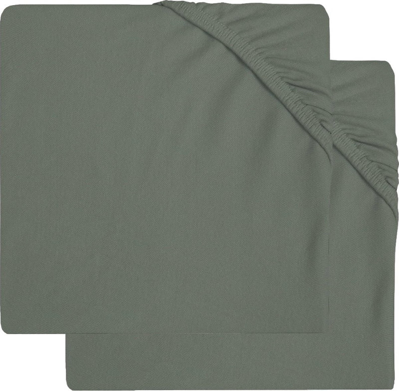 Jollein - lenzuolo con angoli per neonato in jersey (verde cenere) - cotone - lenzuolo con angoli - 2 pezzi - 75x95 cm