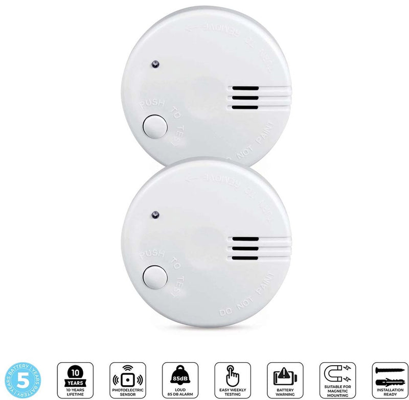 Alecto SD510 - mini rilevatore di fumo - batteria 5 anni - conforme allo standard europeo EN14604 - 2 pezzi
