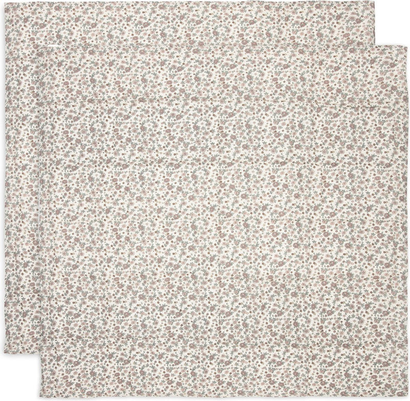 Jollein - paño hidrófilo grande 115x115cm - paño para envolver, paños para eructar, paños para bebés - algodón suave - flores retro - 2 piezas