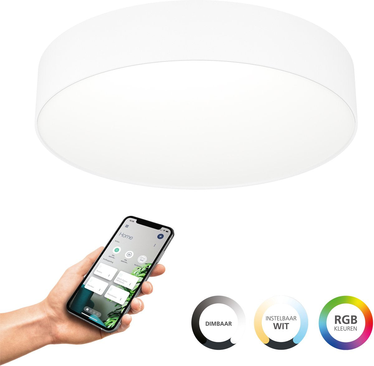 Eglo connect.z gallizzi-z smart plafondlamp - led - ø 39 cm - wit - instelbaar rgb wit licht - dimbaar - zigbee