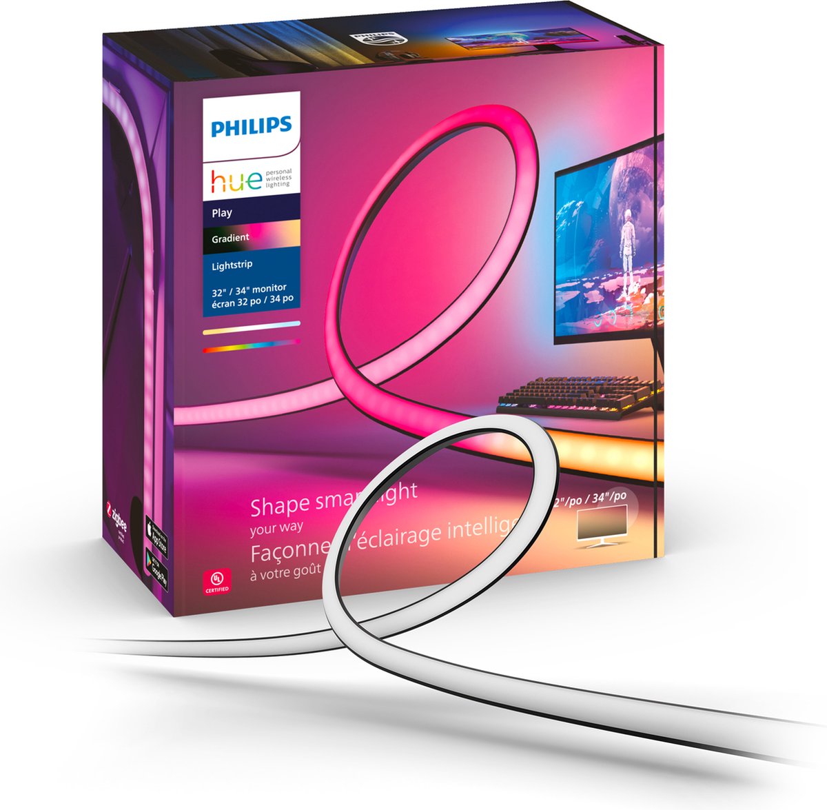 Monitor per PC Philips Hue Play Gradient Light Strip - Luce bianca e colorata - Monitor 3x 24-27 pollici