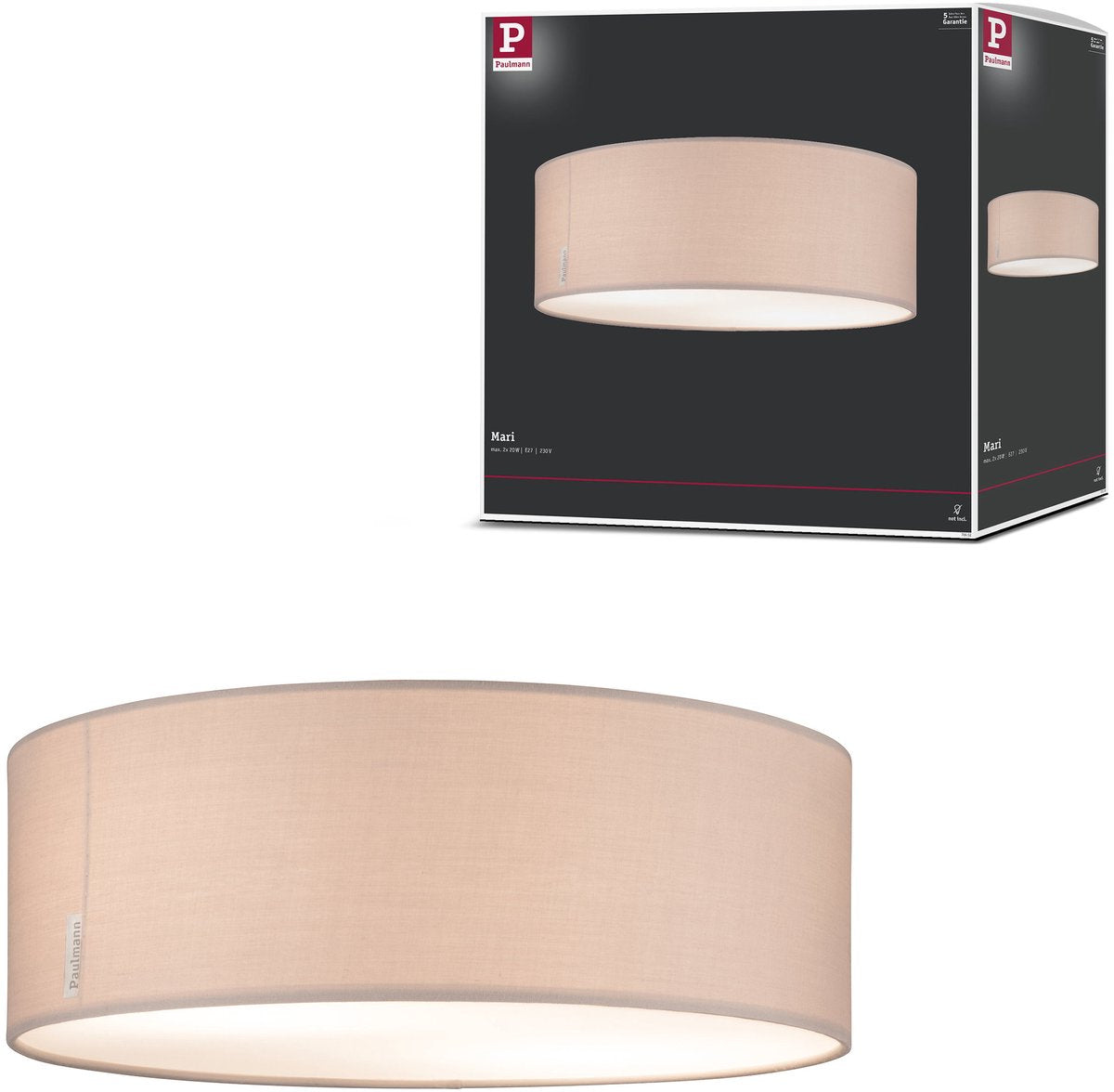 Lámparas de techo paulmann mari e27 230v máx. 2x20w regulable beige