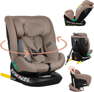 Lionelo Bastiaan One seggiolino auto i-size – Fissaggio superiore ISOFIX 4 in 1 – all'indietro in avanti – base girevole a 360° con rotazione facilitata – poggiatesta in memory foam regolabile – 40–150 cm – utilizzo prolungato elevato livello di sicurezza
