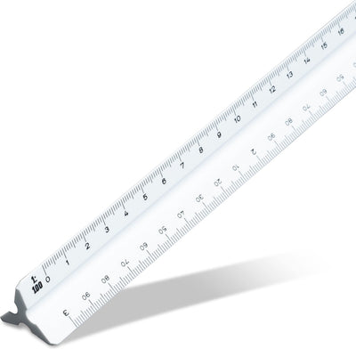 Aristo schaalstok f - lengte 30 cm - 1:2.5 :5 :10 :20 :50 :100 (din) - wit kunststof - in beschermetui - ar-1314 4