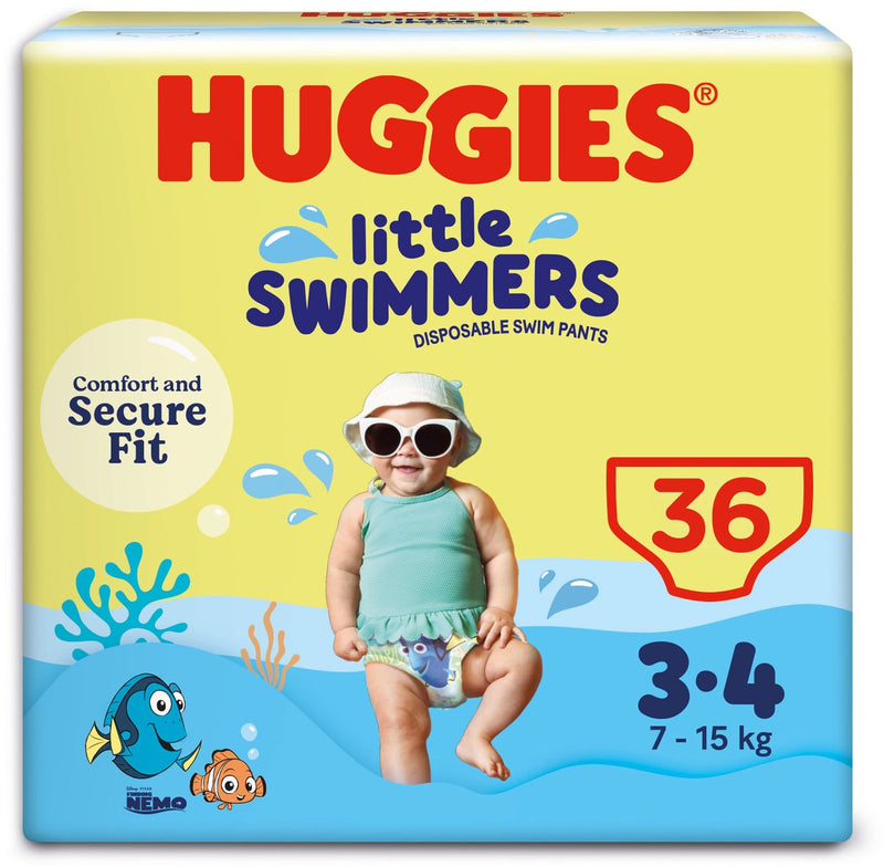 Huggies little swimmers - pañales para nadar - talla 3 4 - (7 a 15 kg) - paquete económico - 36 piezas